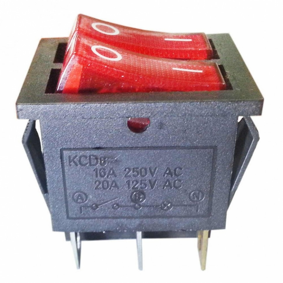 Выключатель прямоугольный двухклавишный 26*31мм, 15А, 2 положения, с сигнальной лампой, 250В, 66135 Выключатель прямоугольный двухклавишный 26*31мм, 15А, 2 положения, с сигнальной лампой, 250В, 66135