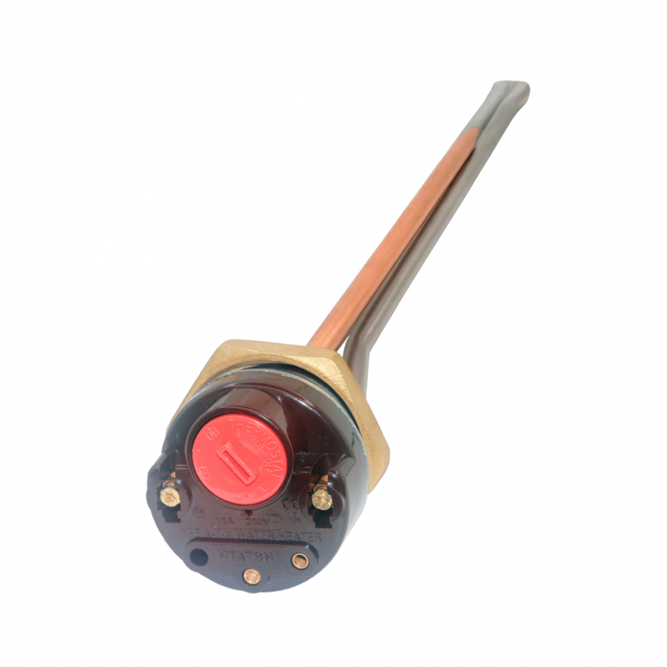 Комплект ТЭН для чугунной батареи отопления (радиатора) 2 кВт,нерж, D42, G1 1/4", L361мм, 220V, с терморегулятором, ИТАТЭН, 24069К